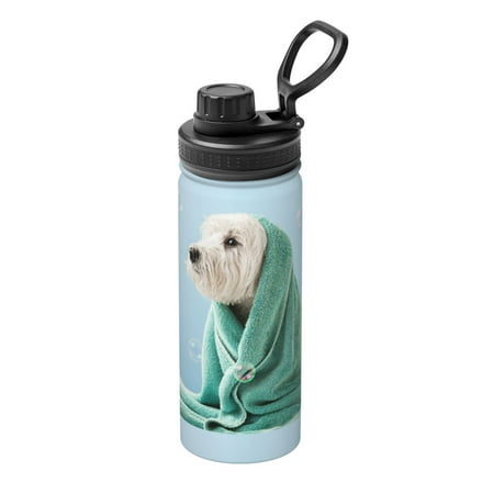 

Goofa Dog Wrapped in Towel Print 18oz Sports Insulated Kettle With Straw Water Bottle Sports Water Bottle For Running Hiking Cycling Climbing Mans Womans