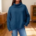 thumbnail image 5 of Chuancc Women's Crew Neck Sweatshirt,Womens Clothing Classic Crew Neck Pullover Tops To Wear With Skirts Long Sleeve Going Out Tops Autumn Knit Pullover Tops D-Navy L, 5 of 9