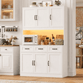 thumbnail image 4 of Hiphuta 72" Tall Kitchen Pantry Storgae Cabinet with RGB LED, Hutch Cabinet with Charging Station and Adjustable Shelves for Dining Room, White, 4 of 9