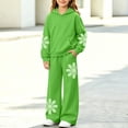 thumbnail image 2 of Hvogkswy Boys Girls Sweatsuit Floral Print Kids Sweat Suits Long Sleeve Hooded Sweatshirt & Wide Leg Sweatpant Fall Fashion Tracksuits, 2 of 7