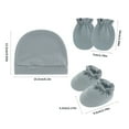 thumbnail image 3 of Newborns Baby Scratch Proof Mittens Booties and Bonnet Hat Soft Cotton Headwear Breathable Design for Infant Protections, 3 of 5