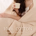 thumbnail image 3 of EGOHOME Waffle Blanket-100% Cotton Lightweight Oversize Yarn-dyed Bed Blanket for All Seasons, Beige Twin, 3 of 10