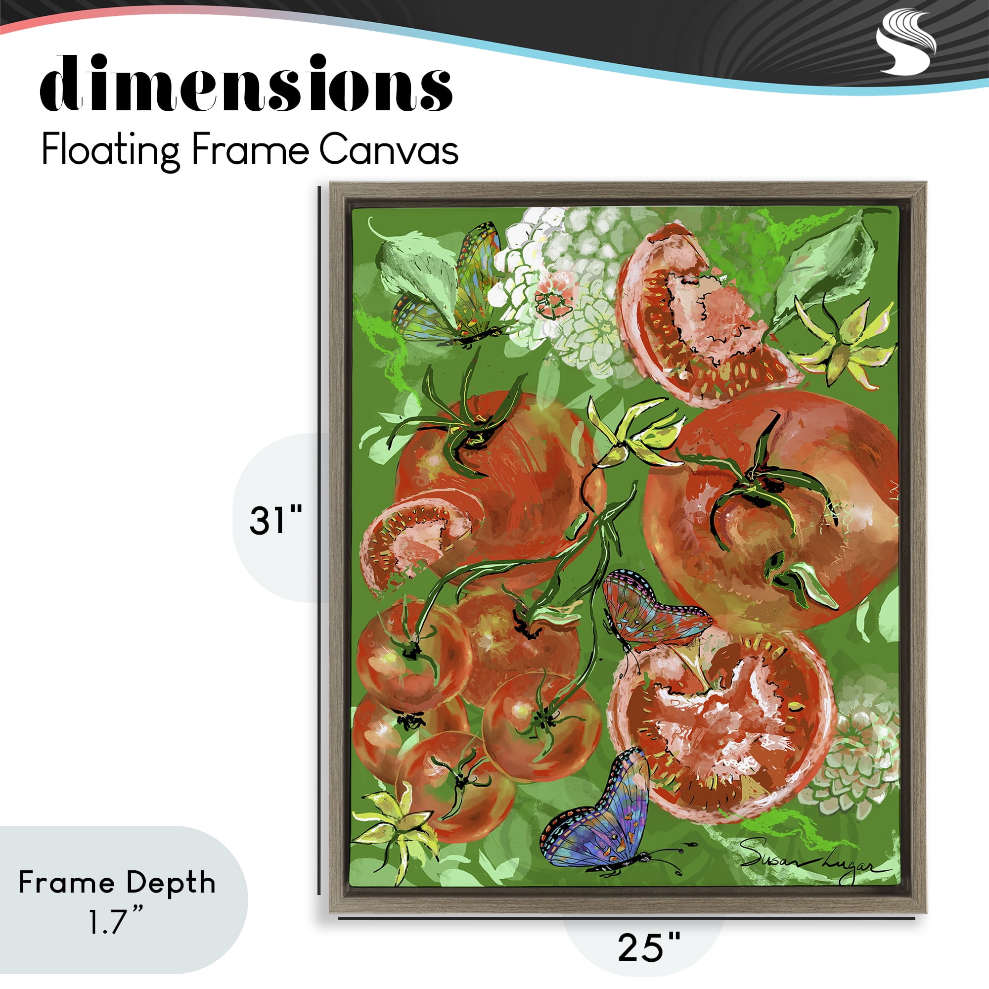 Stupell Industries Tomatoes Swirl Collage Brown Framed Floater Canvas Wall Art, design by Susan Lugar