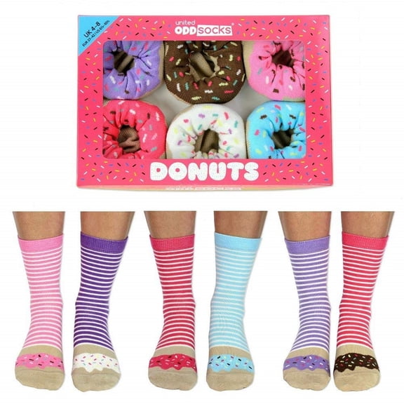 United Oddsocks Donuts Everyday Women Size US 7-12 UK Six Socks All Odd Gift Box