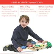 Melissa & Doug Car Carrier Truck and Cars Wooden Toy Set With 1 Truck and 4 Cars