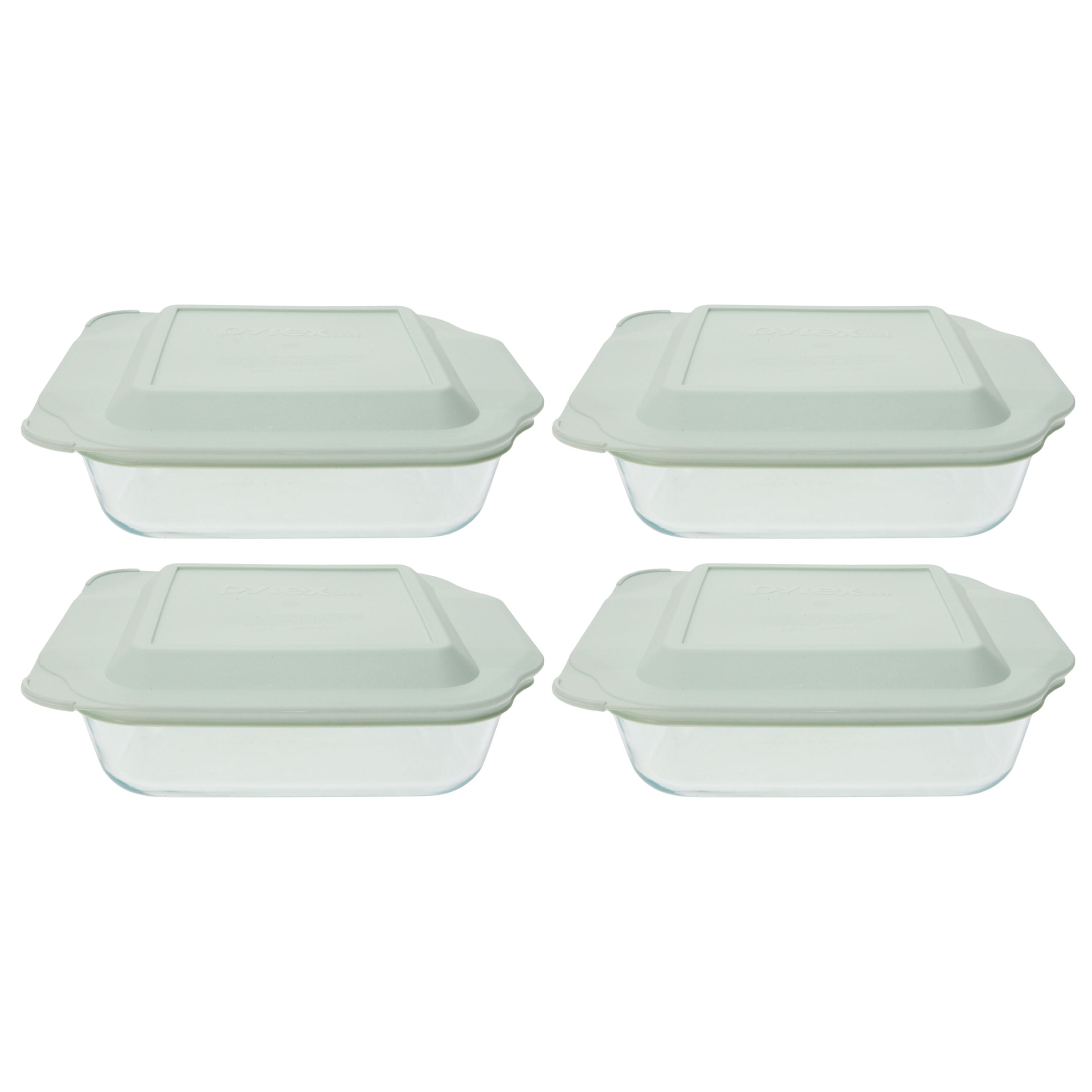 Pyrex 222 Square Glass Baking Dish w/ 222-PC Sage Green Plastic Lid