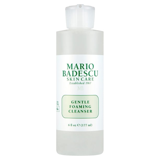 Mario Badescu Limpiador facial espumoso suave, limpieza profunda e hidratante para todo tipo de piel con aloe vera, té negro fermentado y glicerina, 177 ml
