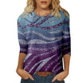 thumbnail image 1 of WEAIXIMIUNG T-Shirt Décontracté pour Femmes, Col Rond, Manches Trois-Quarts, Motif Dégradé, Printemps et Été, 1 of 4