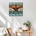 thumbnail image 3 of Teal Brown Wooden Wall Clock Silent Non Ticking, Country Texas Star Farmhouse Barn Door Wood Square Wall Clocks Battery Operated, Decor Clock for Home Office, Living Room, Kitchen, 12 Inch, 3 of 9
