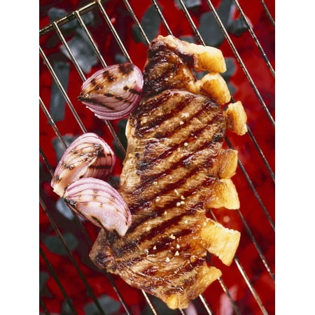 Sirloin Steak with Onions on a Barbecue Print Wall Art By Ulrike