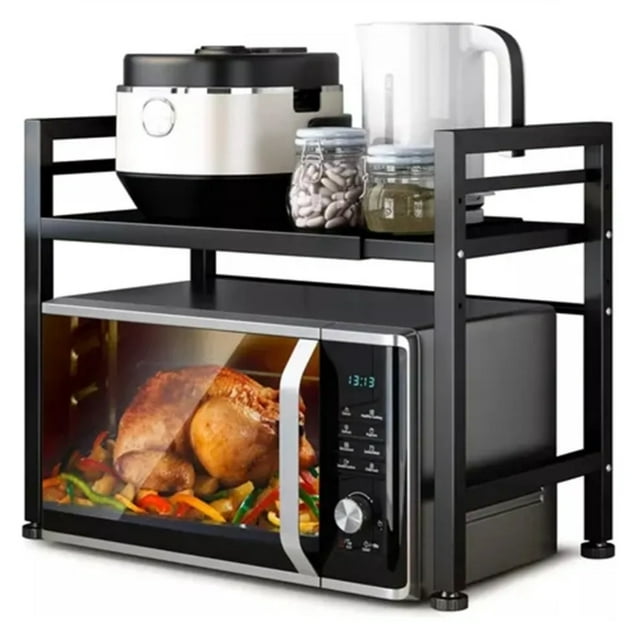 Estante Extensible Para Horno De Microondas De 2 Niveles Modelo Negro
