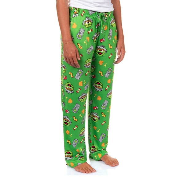 Sesame Street Pajama Pants Adult Oscar The Grouch Garbage Lounge Bottoms Loungewear