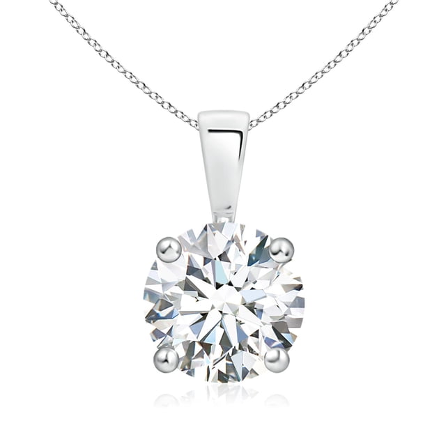 Angara Collier en Diamant de Laboratoire - Pendentif Solitaire en Diamant Rond Serti à Griffes en Platine pour Femmes
