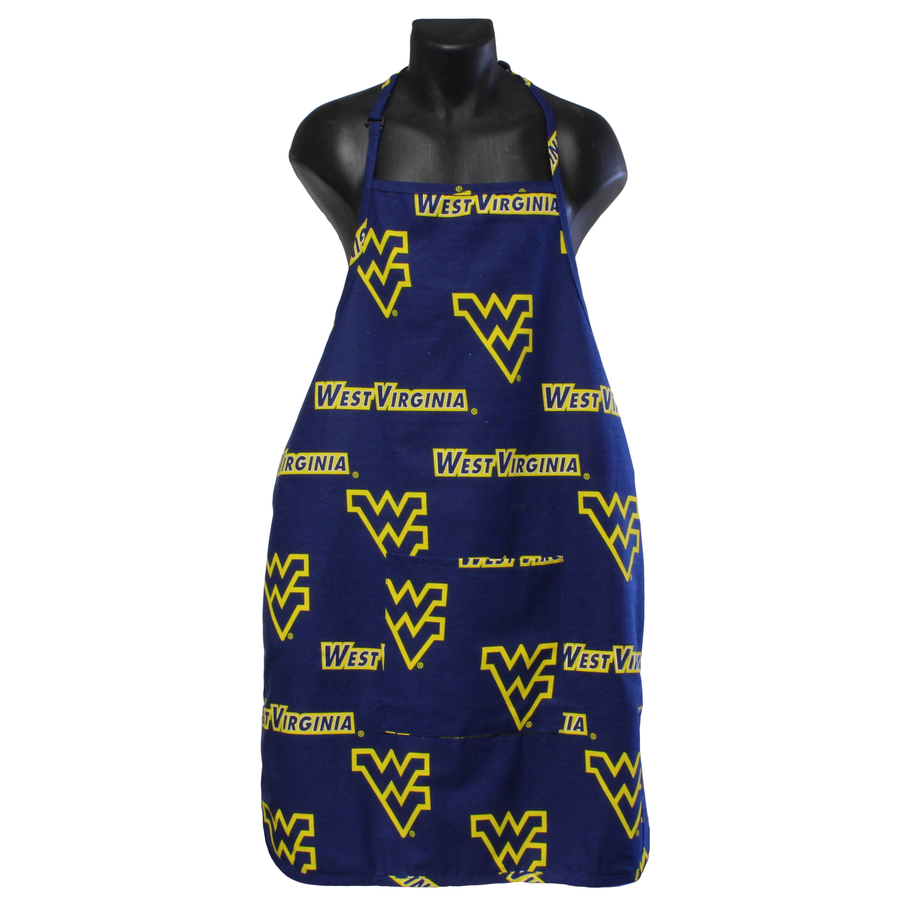 Fully Adjustable Neck College Covers West Virginia Mountaineers Tailgating or Grilling Apron with 9 Pocket Team Colors One Size