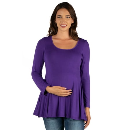 

24seven Comfort Apparel Long Sleeve Maternity Swing Tunic Top