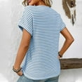 thumbnail image 5 of QUNYINEY Striped Womens T Shirts V Neck Short Sleeve Casual Tops Pullover Going Out Loose Shirts, 5 of 5