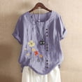 thumbnail image 2 of Fesfesfes Gym Tops Women's Summer Casual Round Neck Short Sleeve Flower Printing Loose Shirt TopsDMM-Y4448 T Shirts for Women 2XL(US:12), 2 of 6