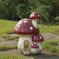 thumbnail image 2 of Northlight 18" Red and Beige Mushroom House Outdoor Garden Statue, 2 of 5