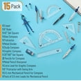 thumbnail image 2 of Geometry Set Mr. Pen 15 pcs Navy Blue w/ Swing Arm Protractor, 2 of 9