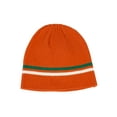 thumbnail image 1 of Warm Winter Knit Short Cuffless Ribbed Striped Skull Cap Beanie, Orange, 1 of 2