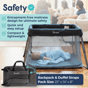 Hiccapop TravelPod Portable Playpen & Travel Crib for Baby, Lightweight, Foldable Portable Crib Playard with Zippered Door, Waterproof Base & Carry Bag