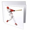 3dRose Baseball Player Swings Bat, Greeting Cards, 6 x 6 inches, set of 6