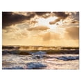 thumbnail image 2 of Sunrise and Roaring Blue Sea Waves - Beach Photo Canvas Print, 2 of 3