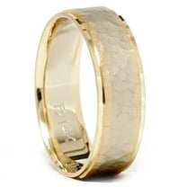 Pompeii Mens 14K Gold Two Tone Hammered Comfort Wedding Band (,)