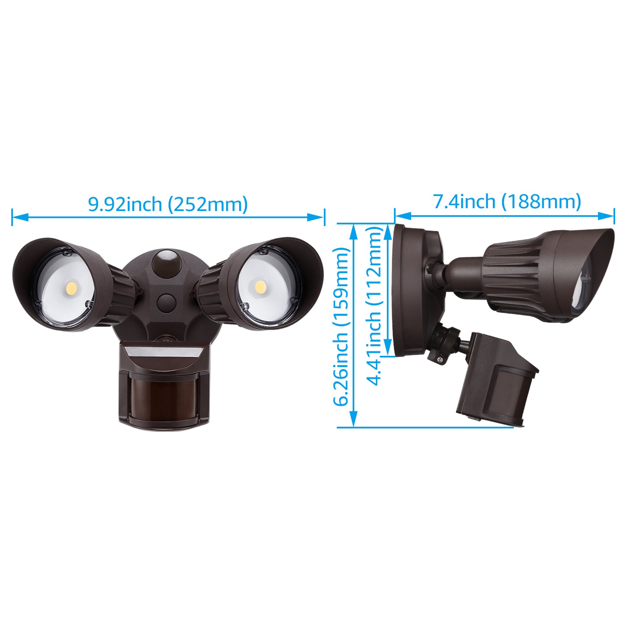 LEONLITE Motion Sensor LED Security Light, Dusk to Dawn Outdoor Flood Lights,  Adjustable 2-Head, IP65 Waterproof, 20W(150W Equiv.), 5000K Daylight 