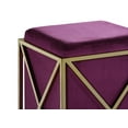 thumbnail image 4 of Chic Home Zeleeka Ottoman Brass Finished Stainless Steel X Frame Square Velvet Bench, Contemporary Modern, Plum, 4 of 5