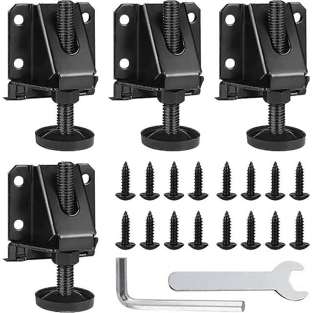 Adjustable Leg Leveler, 4 Pack Leveling Feet Heavy Duty Leg Levelers Adjustable Furniture Levelers With Screws, Lock Nuts And Wrench For Large Furnitu