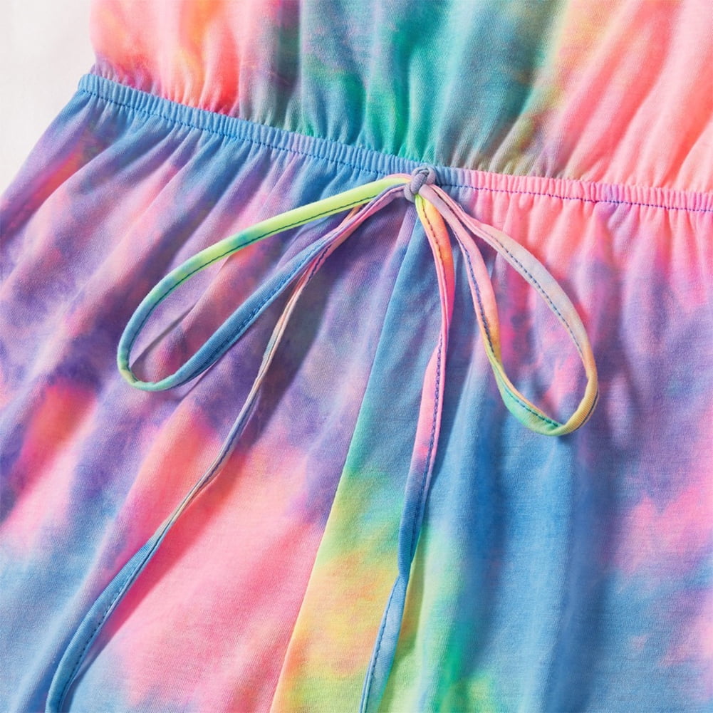 FYMNSI Toddler Girl Clothes Summer Sleeveless Jumpsuit Mommy and Me Tie Dye Romper for Girls 12-18 Months