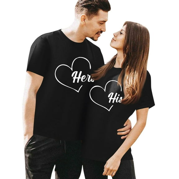His Hers T shirt for Couples Funny Valentines Day Couple Shirts Anniversary Gifts for Couples Boyfriend and Girlfriend Cute Matching Couple Shirts Black 2XL