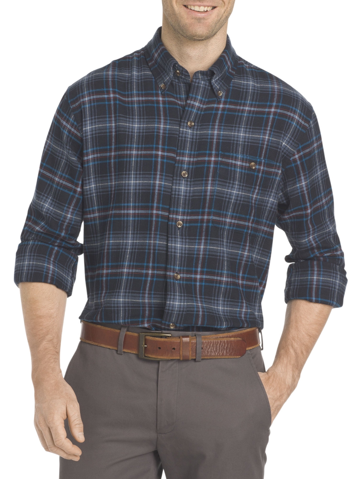 Arrow Mens Saranac Flannel Plaid Long Sleeve Shirt