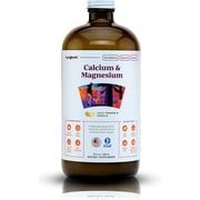 Liquid Health Calcium & Magnesium, Vitamin D3, Liquid Supplement Joint and Bones Tissue Support, Citrate Vegetarian Natural Non GMO - 32 Fl oz.