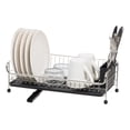 thumbnail image 1 of IRIS USA 1-tier Stainless Steel Slim-sized Disk Rack with Drain Spout, Black, 1 of 1
