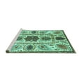 thumbnail image 2 of Ahgly Company Machine Washable Indoor Square Oriental Turquoise Blue Modern Area Rugs, 4' Square, 2 of 4