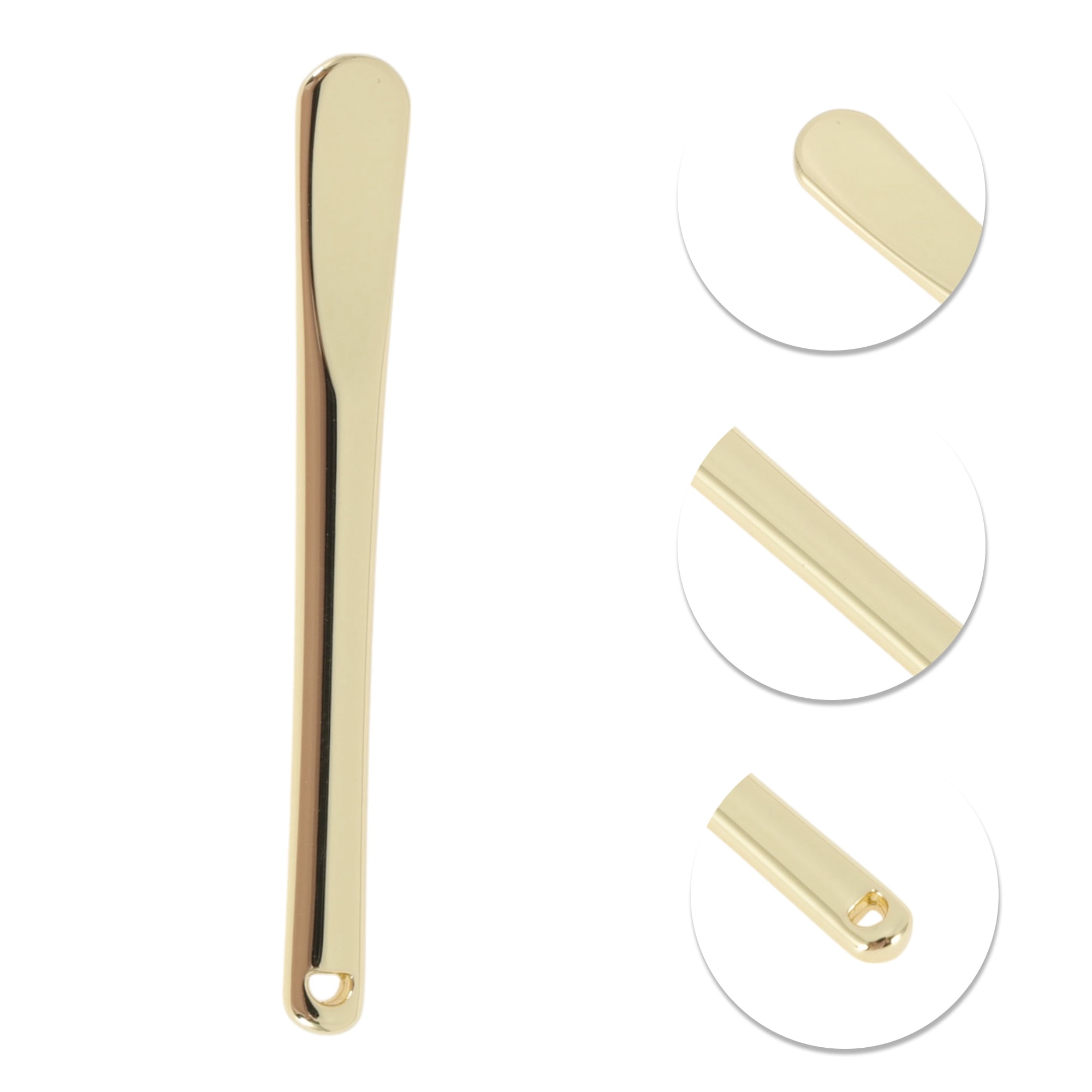 Unique Bargains Round Handle Mini Makeup Cosmetic Spoon 2pcs Gold Tone