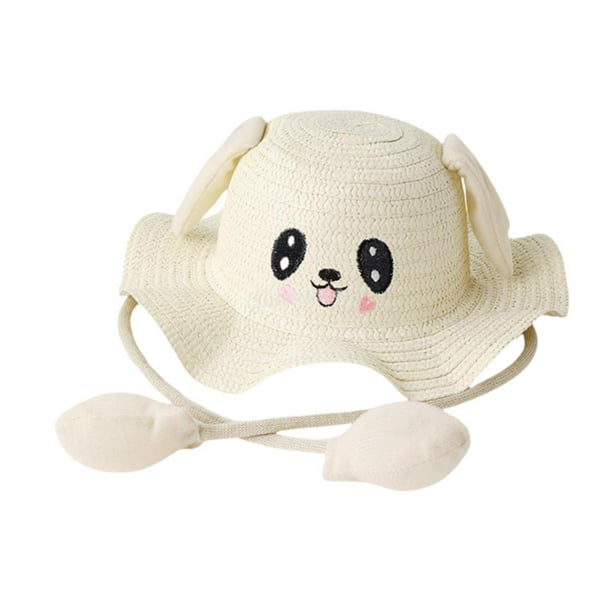 Sombrero de Paja con Orejas de Conejo Salvador para Mujer Ala Ancha para Sol