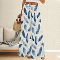 thumbnail image 2 of ZHENHONG Casual Pants for Women Womens Wide Leg Palazzo Pants Boho Floral 2025 Summer Beach Culottes Flowy Casual Trousers For Vacation, 2 of 4