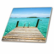 3dRose Dock extending into the warm ocean in Staniel Cay, Exuma, Bahamas - Ceramic Tile, 6-inch