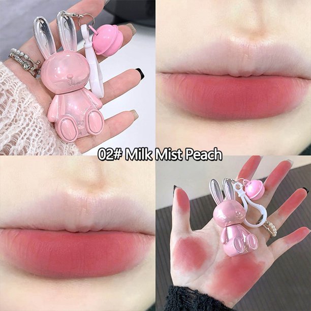 Labial con llavero, labial líquido mate aterciopelado rojo y marrón, resistente al agua, calibre 1.8.