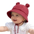 thumbnail image 2 of KPOPLK Baby Girl Wide Brim Bucket Hats with UPF 50+ Outdoor Adjustable Beach Hat with Sun Hat(3-12 Months,Wine), 2 of 7