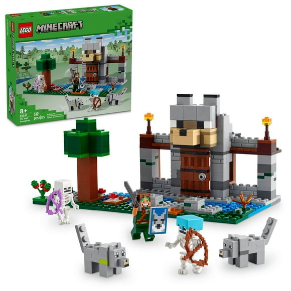 LEGO Minecraft The Wolf Stronghold Fortress Playset, Video Game Toy for Boys and Girls, Action Packed Castle Building Set with Minecraft Minifigures, Minecraft Toy Gift for Kids Ages 8 and Up, 21261, Includes 312 Pieces, Ages 8+