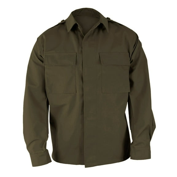 Government Contractor Tactical Ripstop Long Sleeve Shirts with Epaulettes, Olive Drab, XSR