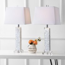 JONATHAN Y Noelle 28.5" Seashell LED Table Lamp, White (Set of 2), JYL1053A-SET2