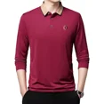 thumbnail image 1 of Camisa Polo De Color Sólido Manga Larga Hombres Moda Coreana, 1 of 6