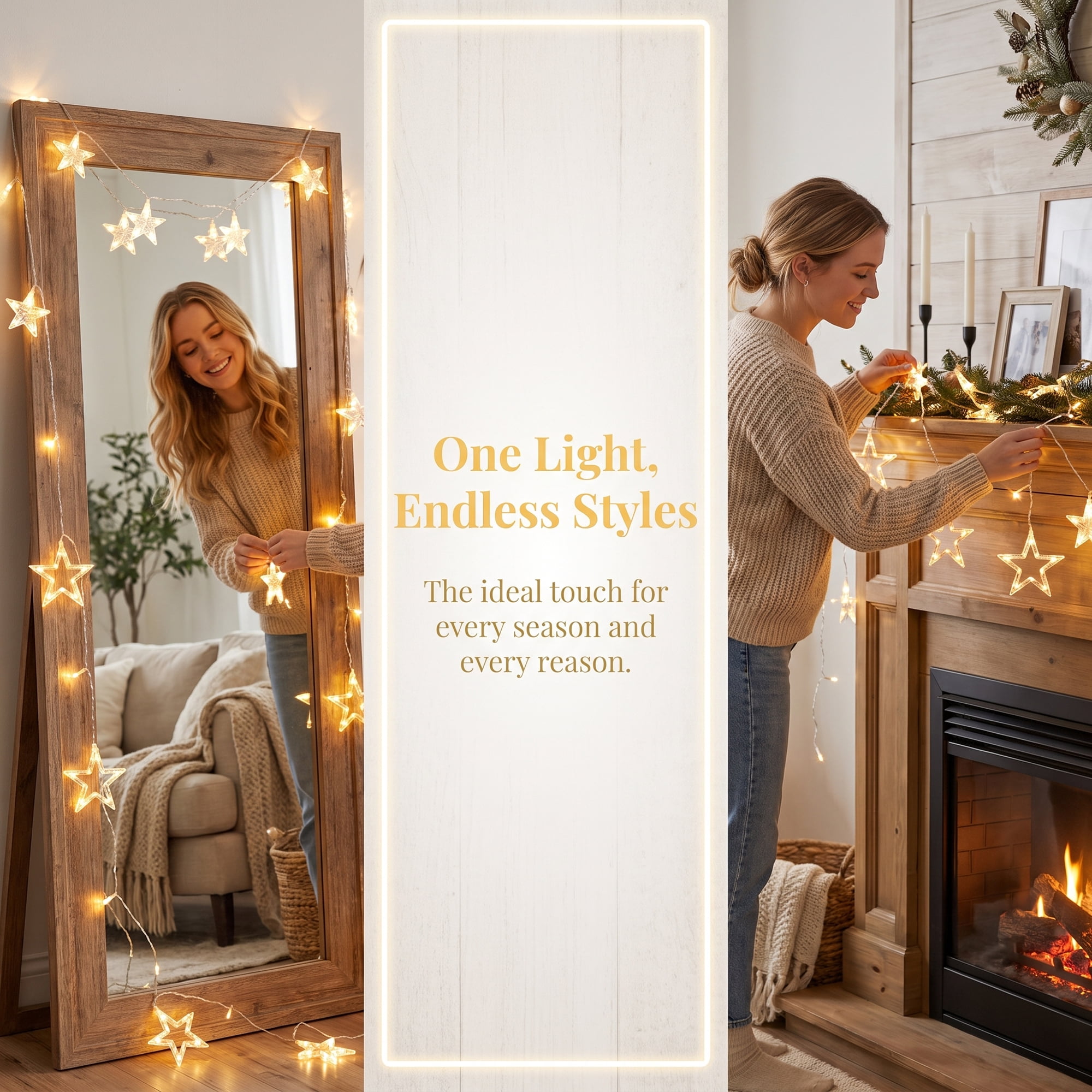 Unique Bargains Star Hanging Starry Night Light 8.2 ft Warm White Battery or USB Powered