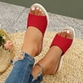 thumbnail image 5 of Dakaela Slip on Wedge Sandals for Women Open Toe Platform Slides Espadrilles 2.16 Inch Comfortable Dressy Beach Summer Mules Shoes Red 9, 5 of 8