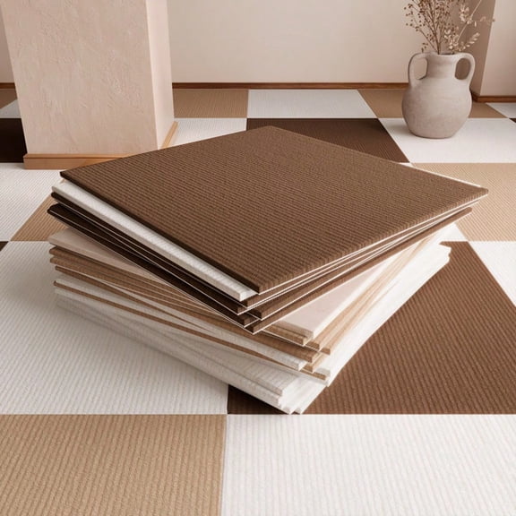 10 Pack Self-Adhesive Anti-Slip Interlocking Floor Mats, Soundproof Absorbent Carpet Tiles, Floor Rug for Kitchen, Living Room and Bedroom